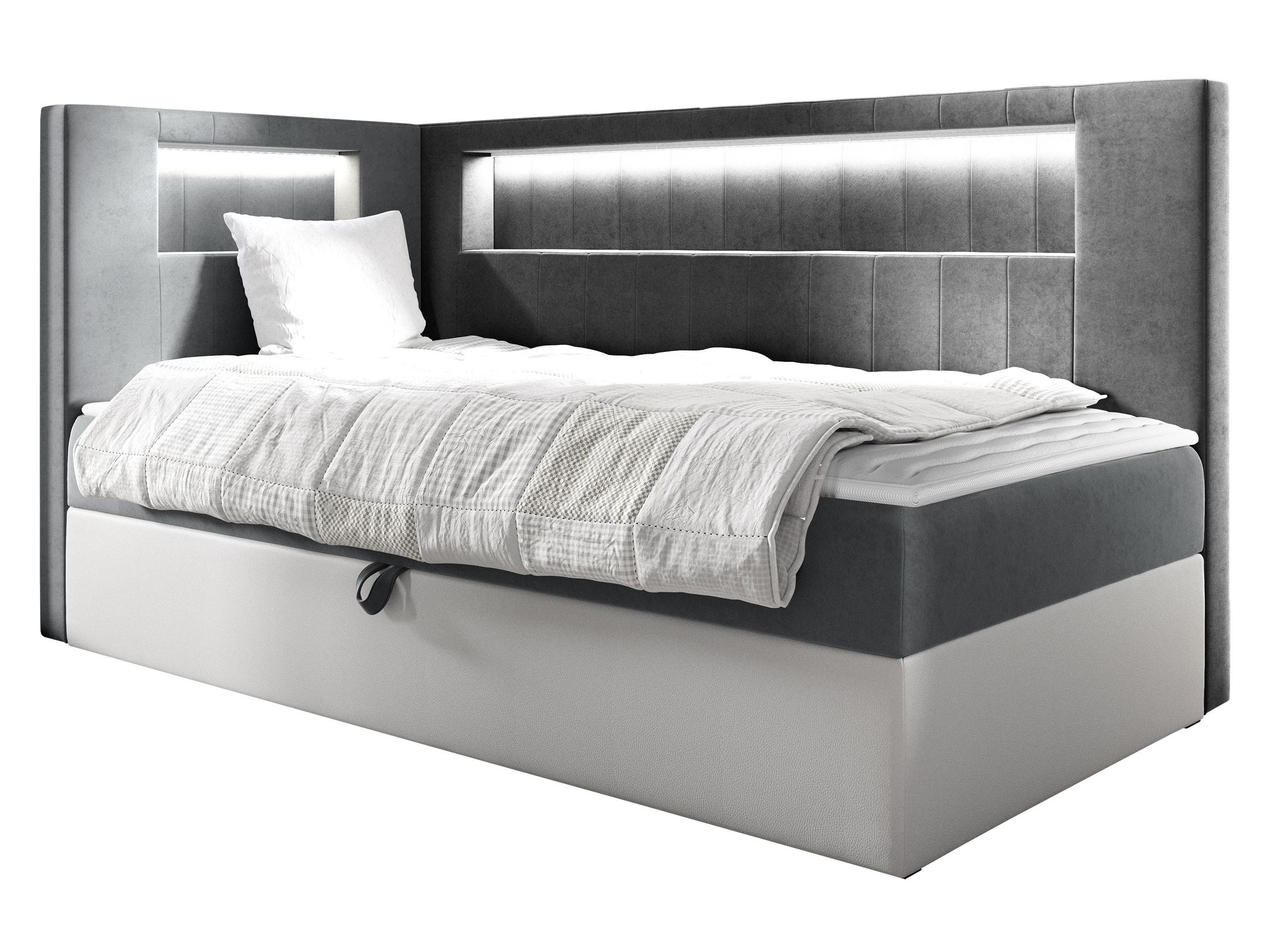BOXBETT Gold Junior 3, Seite zum Öffnen des Bettkastens: Links - H3 - Weiß/Grau, Holz (90/200cm) - MIRJAN24
