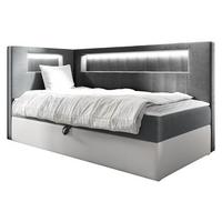 BOXBETT Gold Junior 3, Seite zum Öffnen des Bettkastens: Links - H3 - Weiß/Grau, Holz (100/200cm) - MIRJAN24