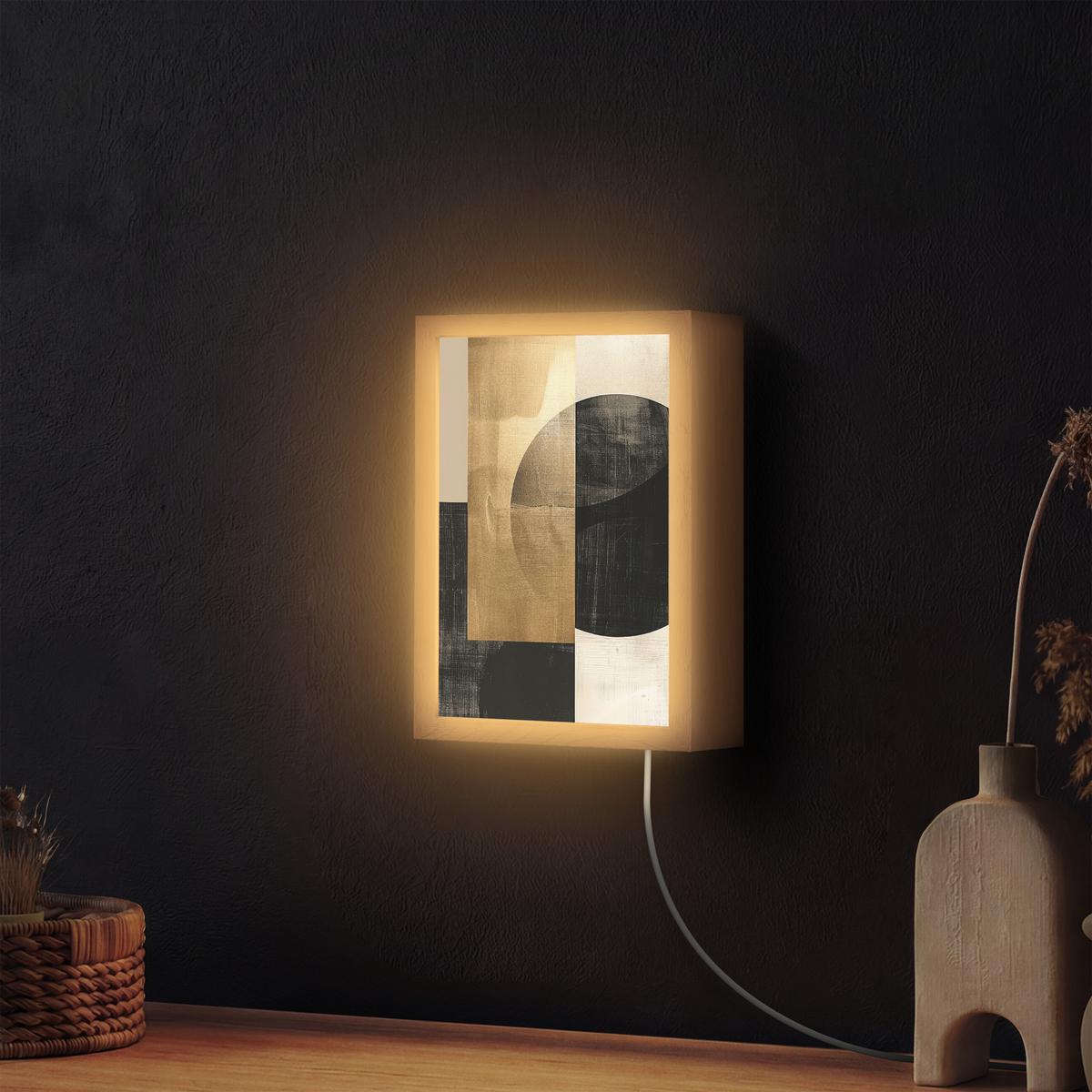 WANDLEUCHTE Abstrakt - Modern - Schwarz - Gold 20x30 cm - Sandfarben, Holzwerkstoff (20/30/8cm) - OnlyWow