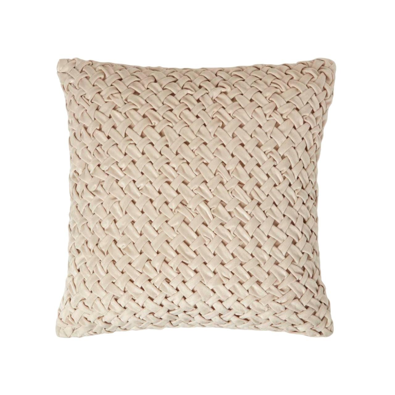 SAMTKISSEN Sofia creme 45/45 cm in Flechtoptik - Creme, Textil (45/45cm) - Homescapes