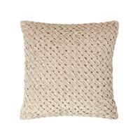 SAMTKISSEN Sofia creme 45/45 cm in Flechtoptik - Creme, Textil (45/45cm) - Homescapes