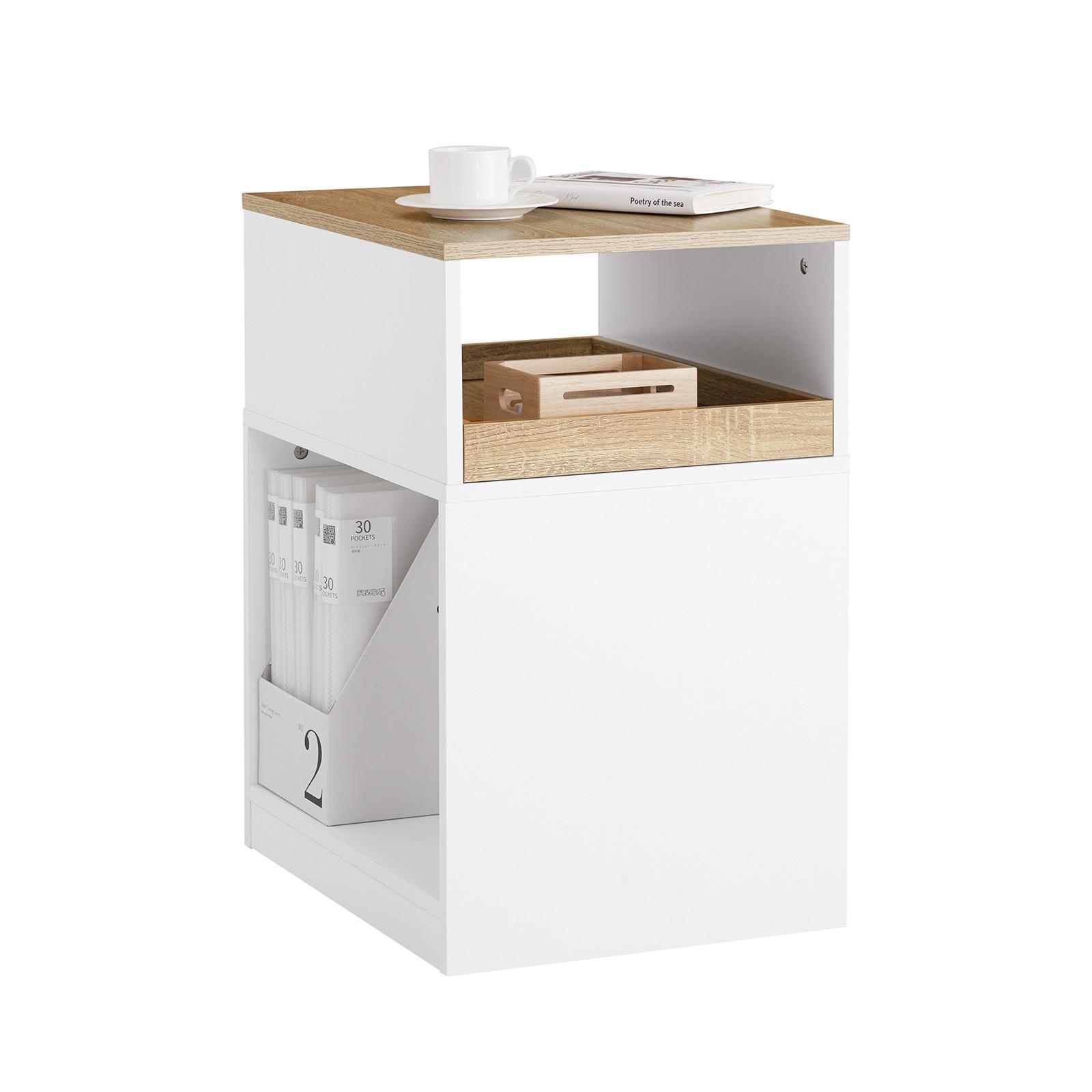 ROLLCONTAINER Druckertisch, Weiß-Natur 40x65x50cm - Weiß, Holzwerkstoff (40/65/50cm) - SoBuy