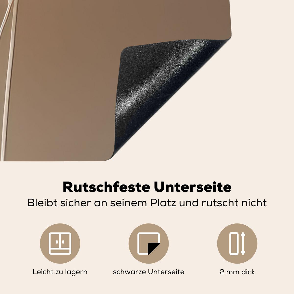 HERDABDECKPLATTE Pampasgras - Federn - Pastell - Weiß Induktionsmatte 78x78 cm - Creme, Kunststoff (78/78/0.2cm) - MuchoWow