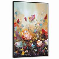 LEINWAND Bilder mit Rahmen - Blumen - Kunst - Natur - Ölgemälde - 100x150 - Multicolor, Textil (100/150cm) - MuchoWow