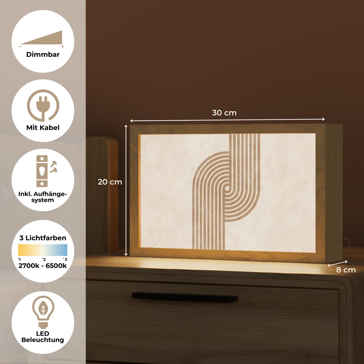 TISCHLEUCHTE Symmetrische Biegung - kupferfarbig 30x20 cm - Cappuccino, Holzwerkstoff (8/30/20cm) - OnlyWow