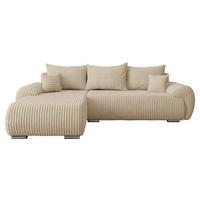 ECKSOFA Ubo L Cord, Seite: Links - Beige/Silberfarben, Holz/Kunststoff (282/187cm) - MIRJAN24