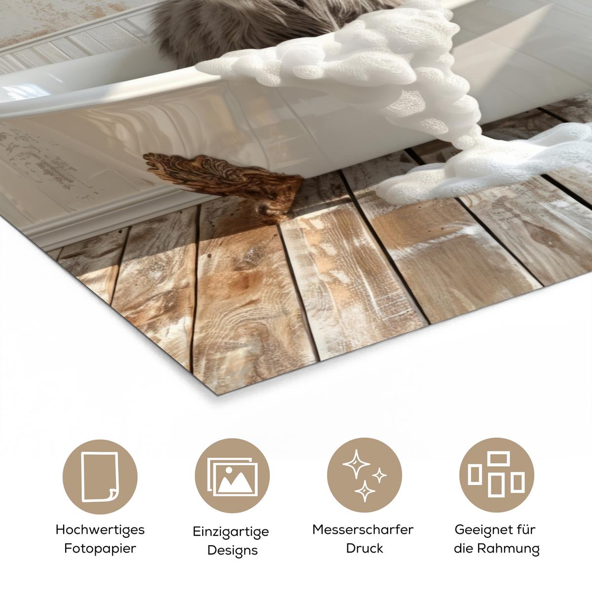POSTER Esel - Tiere - Badewanne - Schaumstoff Wandbilder 30x40 cm - Weiß, Papier (30/40/0.1cm) - MuchoWow
