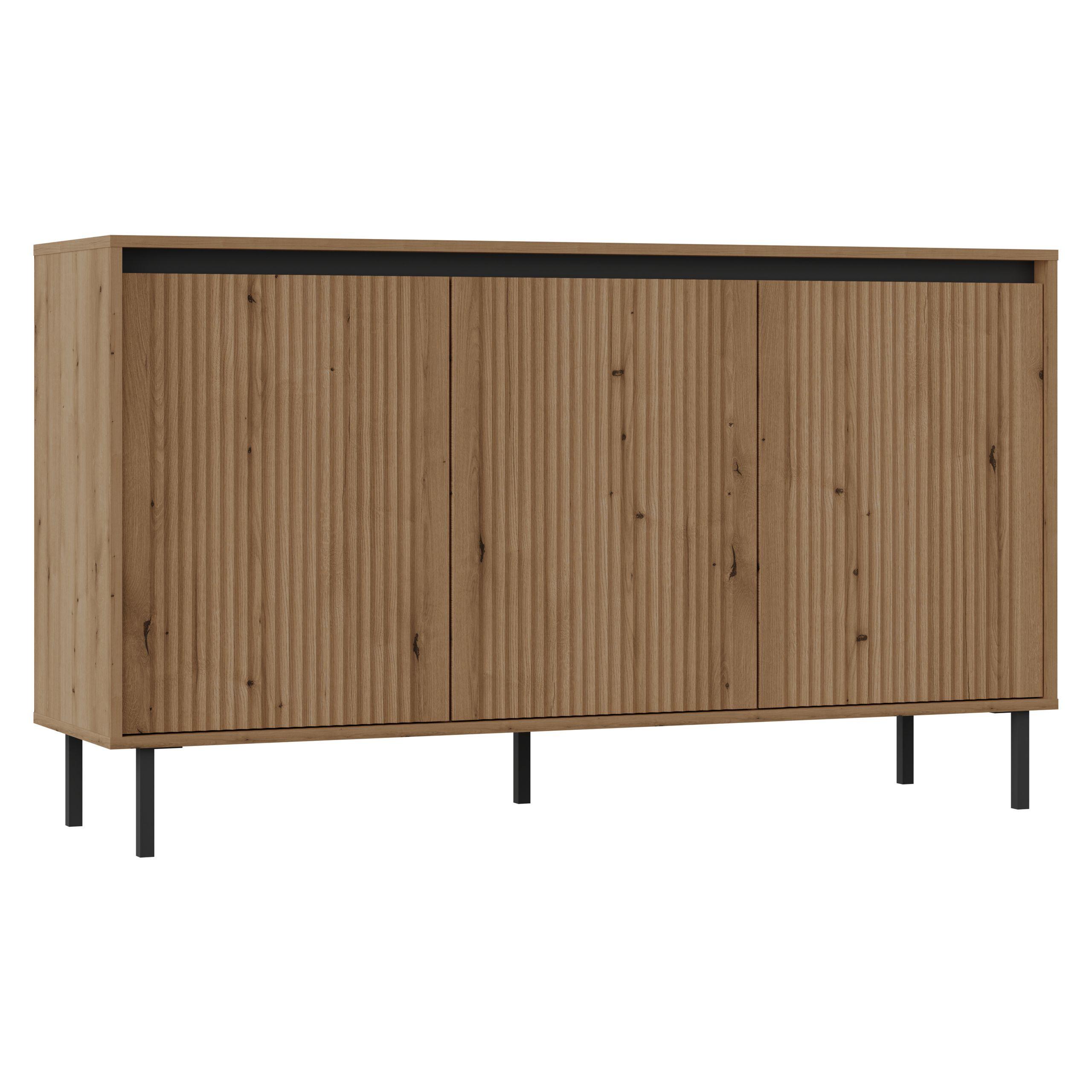SIDEBOARD OSTIA 149/85/40 cm mit 3 Türen Goldfarben - Goldfarben, Holzwerkstoff (149/85/40cm) - MASSENO