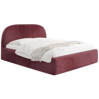 POLSTERBETT Puro mit Bettkasten, Bordeaux Samt 140 x 200 cm – mit Metall-Lattenrost - Bordeaux/Birkefarben, Kunststoff/Textil (140/200cm) - WFL GROUP