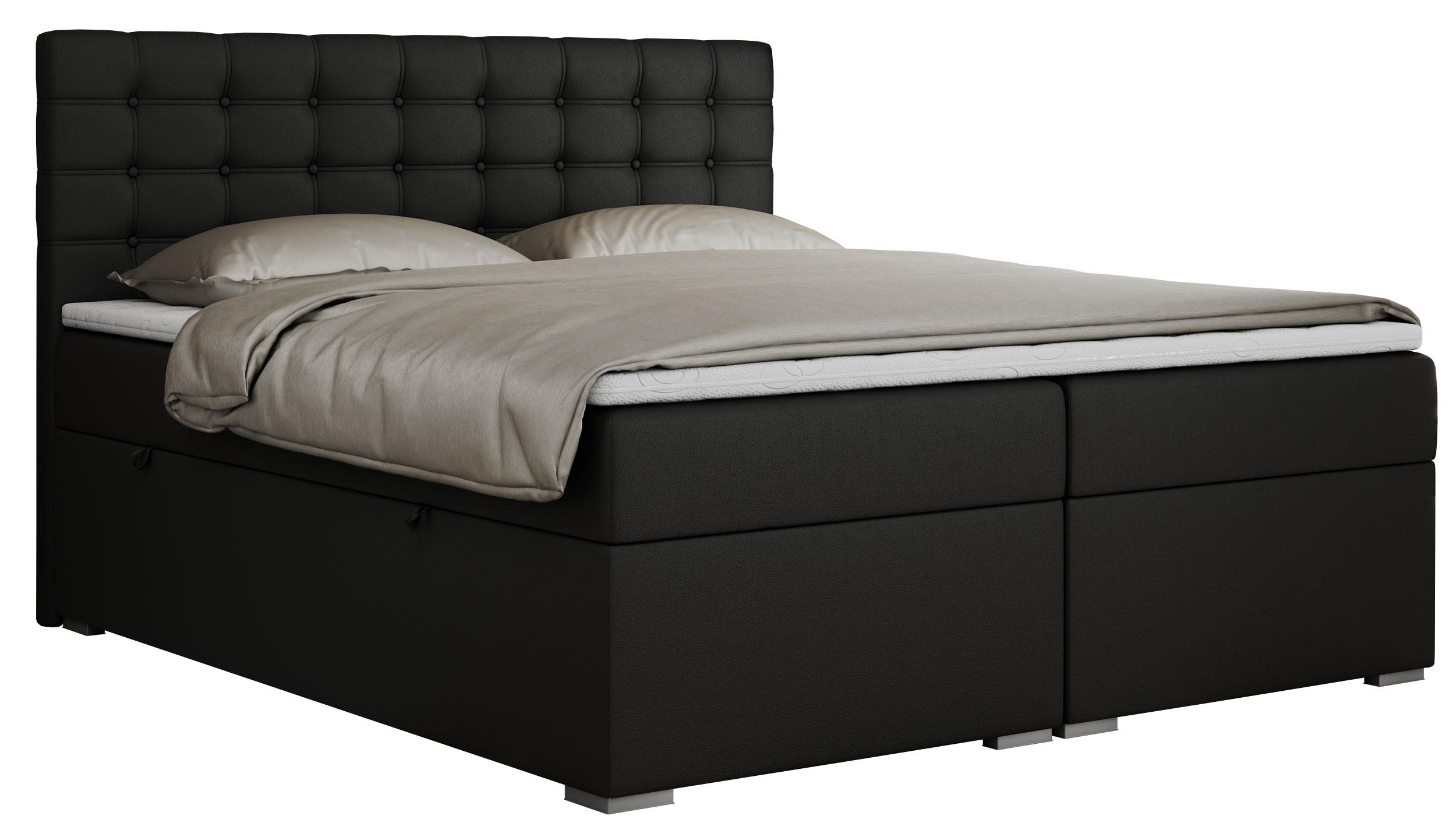 BOXBETT SUSAN 200/200 Schwarz Kunstleder - H4 - Schwarz, Holz/Textil (200/200cm) - MKS