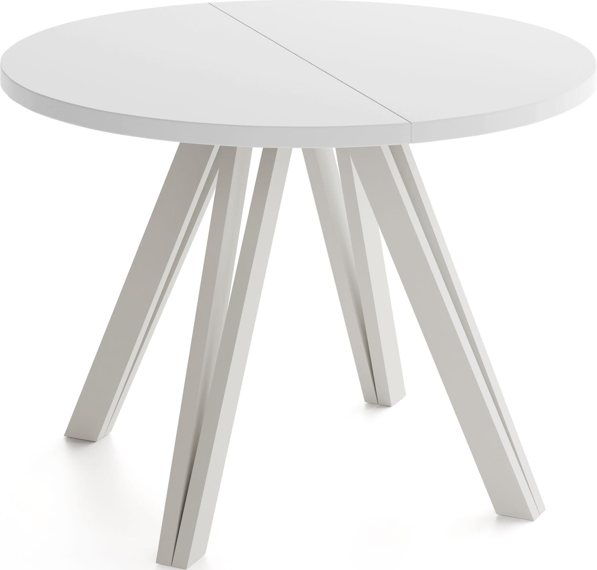 ESSTISCH Ravero runder ausziehbarer, Weiß 100-180/100/77 cm - Kaschmir/Weiß, Holz/Holzwerkstoff (100/180/76.5cm) - WFL GROUP