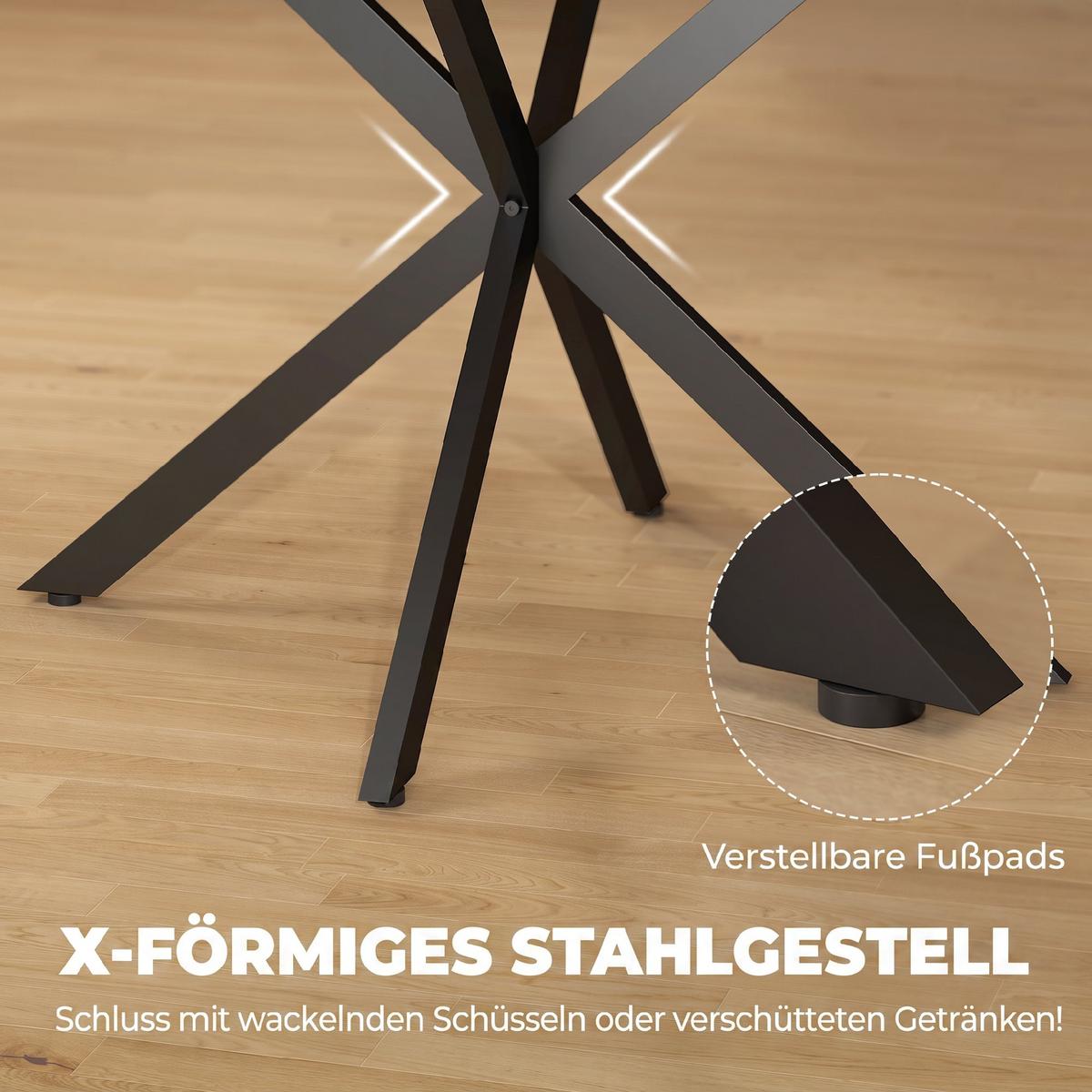 AUSZIEHBARER-ESSTISCH MDF Stahl Grau - Schwarz/Grau, Holzwerkstoff/Metall (135/100/75cm) - HOMCOM