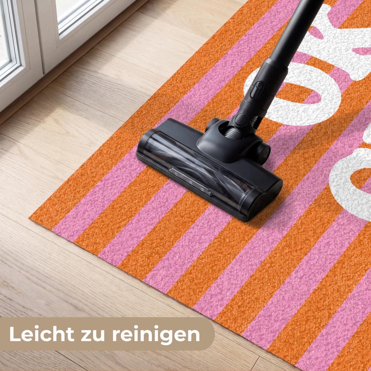 FUSSMATTE Ciao - Zitat - Streifen Sauberlaufmatte 120x80 cm - Orange, Kunststoff (120/0.4cm) - MuchoWow