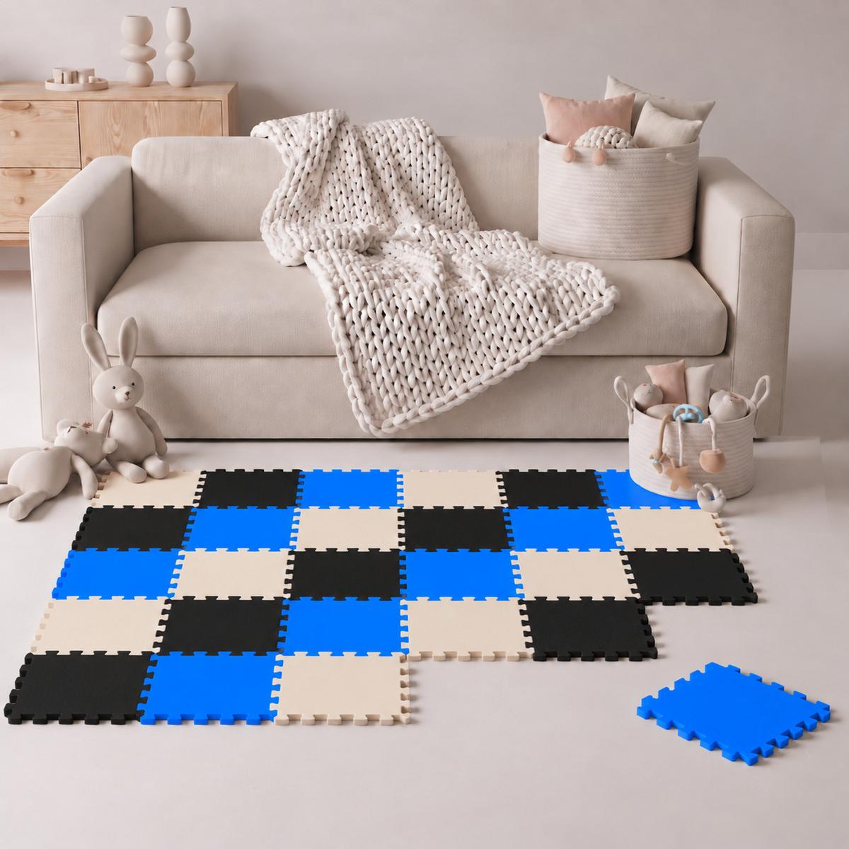 SPIELMATTE ab Null - 270/90 cm Puzzlematte Schwarz - Multicolor, Kunststoff (30/30cm) - Littletom