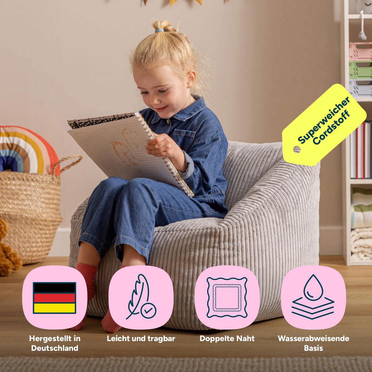 SITZSACK Flauschig für Kinder - Grau, Textil (55/44/55cm) - icon