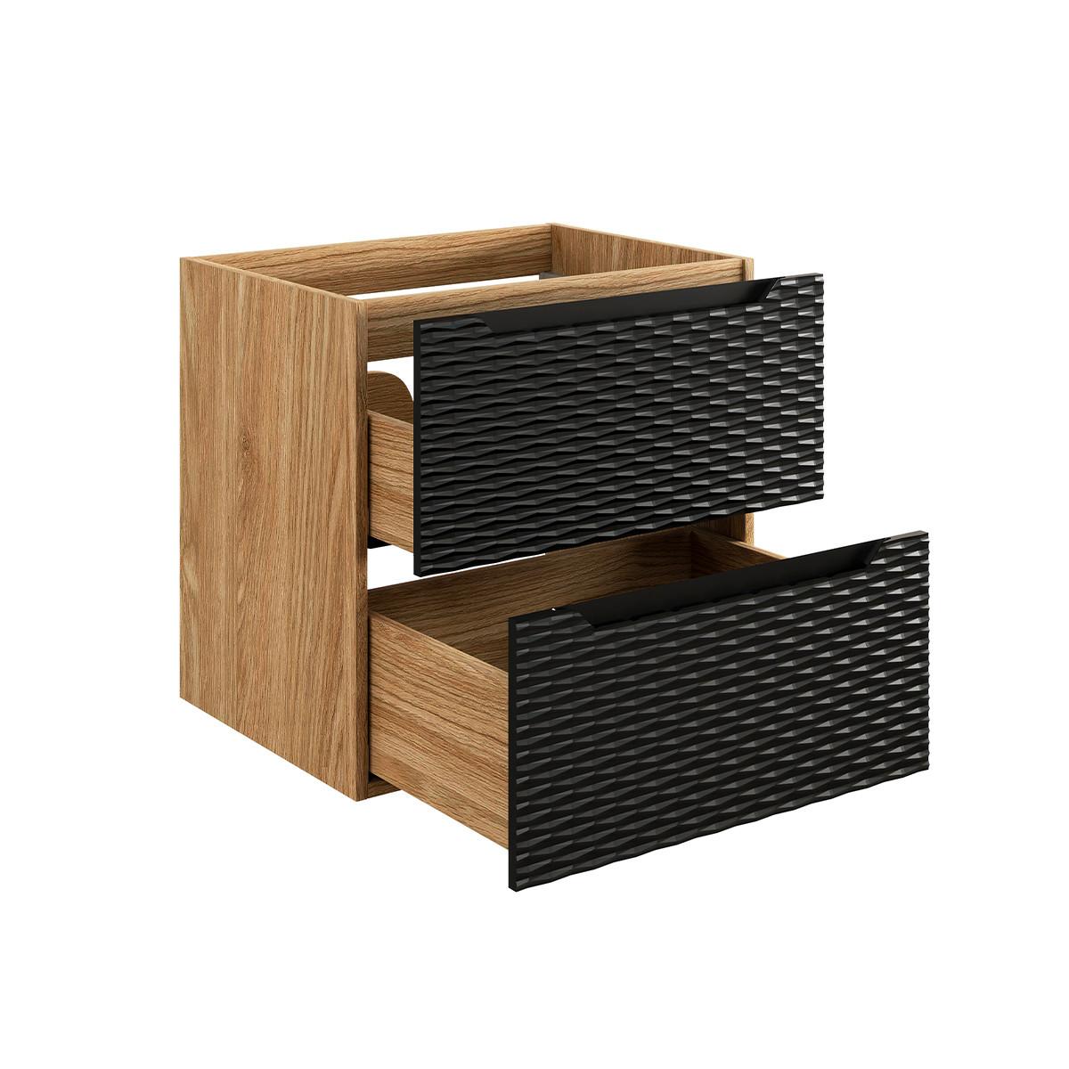 WASCHTISCHUNTERSCHRANK 60cm Elora Schwarz und Holz - Schwarz, Holzwerkstoff (60/57/46cm) - Petits-meubles