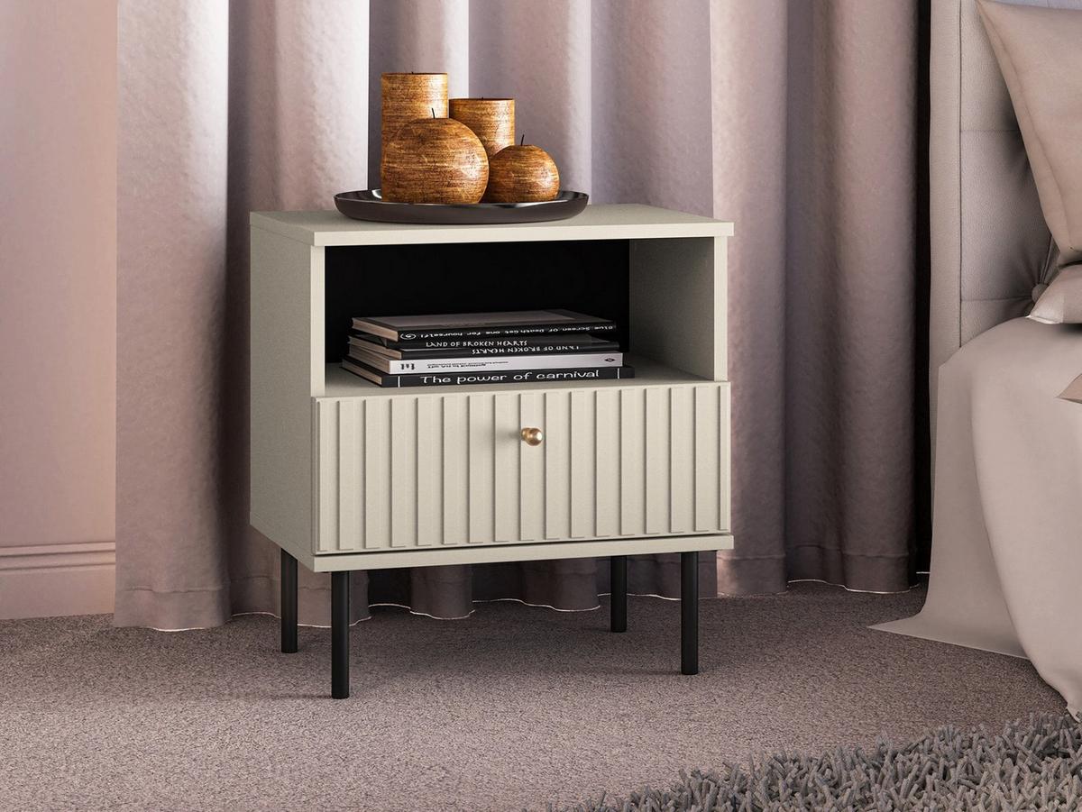 NACHTTISCH Caletto Beige 50 cm - Beige/Goldfarben, Holzwerkstoff/Metall (50/53/34cm) - Selsey