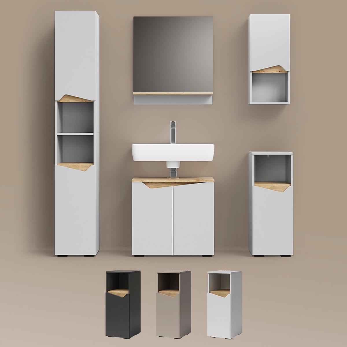 BADMÖBEL-KOMBINATION Timavo Anthrazit 4 Teile - Anthrazit, Holzwerkstoff (60/57/35cm) - Livinity®