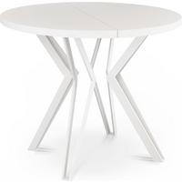 ESSTISCH Austin runder ausziehbarer, Weiß 100-180/100/76 cm - Weiß, Holzwerkstoff/Metall (100/180/76cm) - WFL GROUP