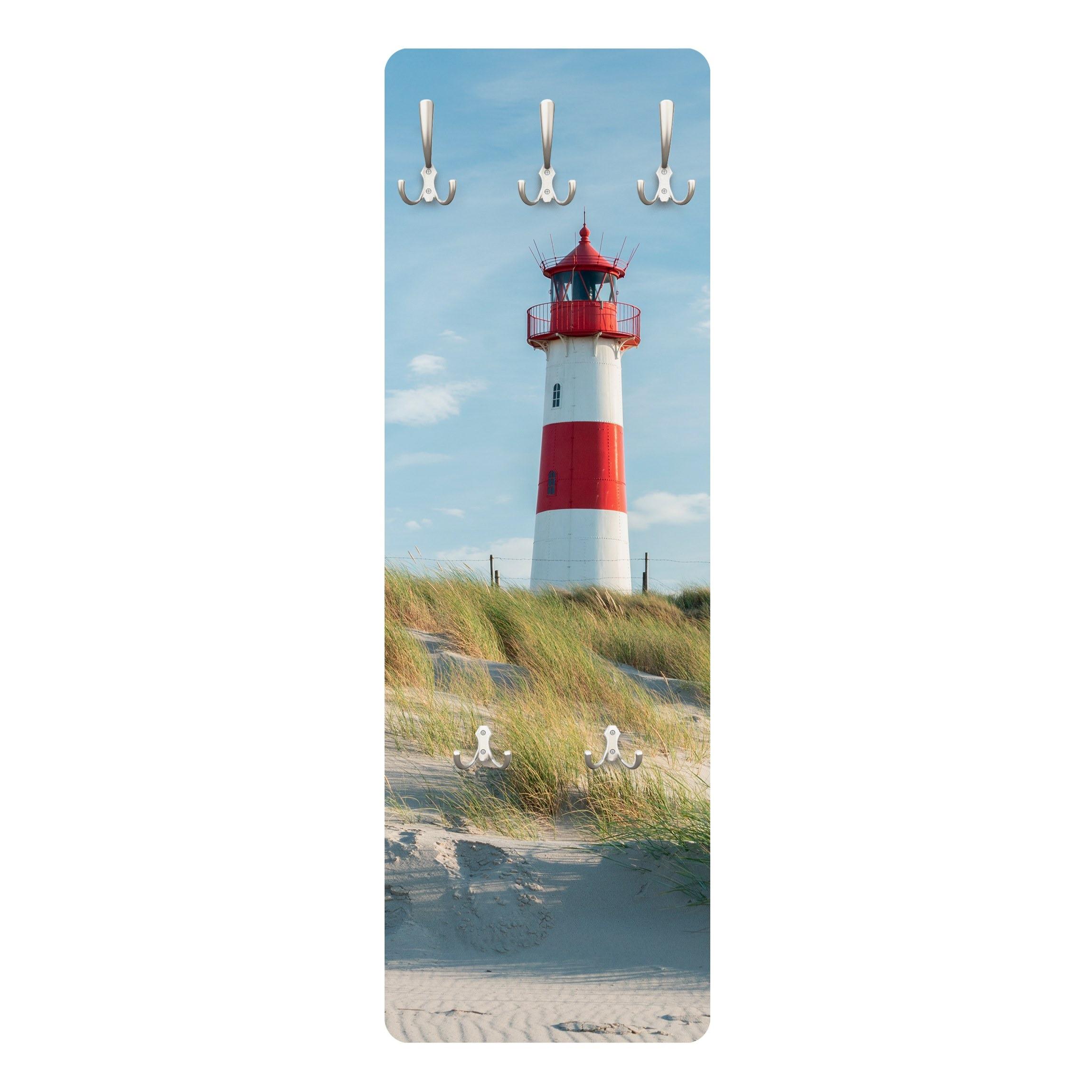 WANDGARDEROBE - Leuchtturm an der Nordsee 34/105 cm - Blau, Holzwerkstoff (34/105/1.6cm) - Bilderwelten