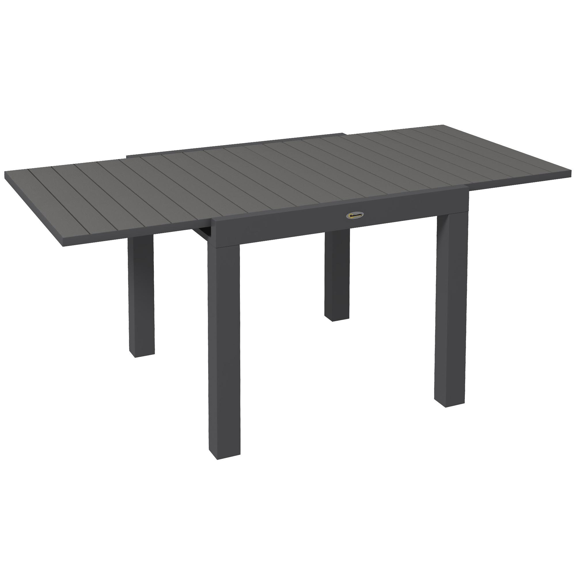 GARTENTISCH, Grau, Aluminium - Grau, Metall (162/80/75cm) - Outsunny