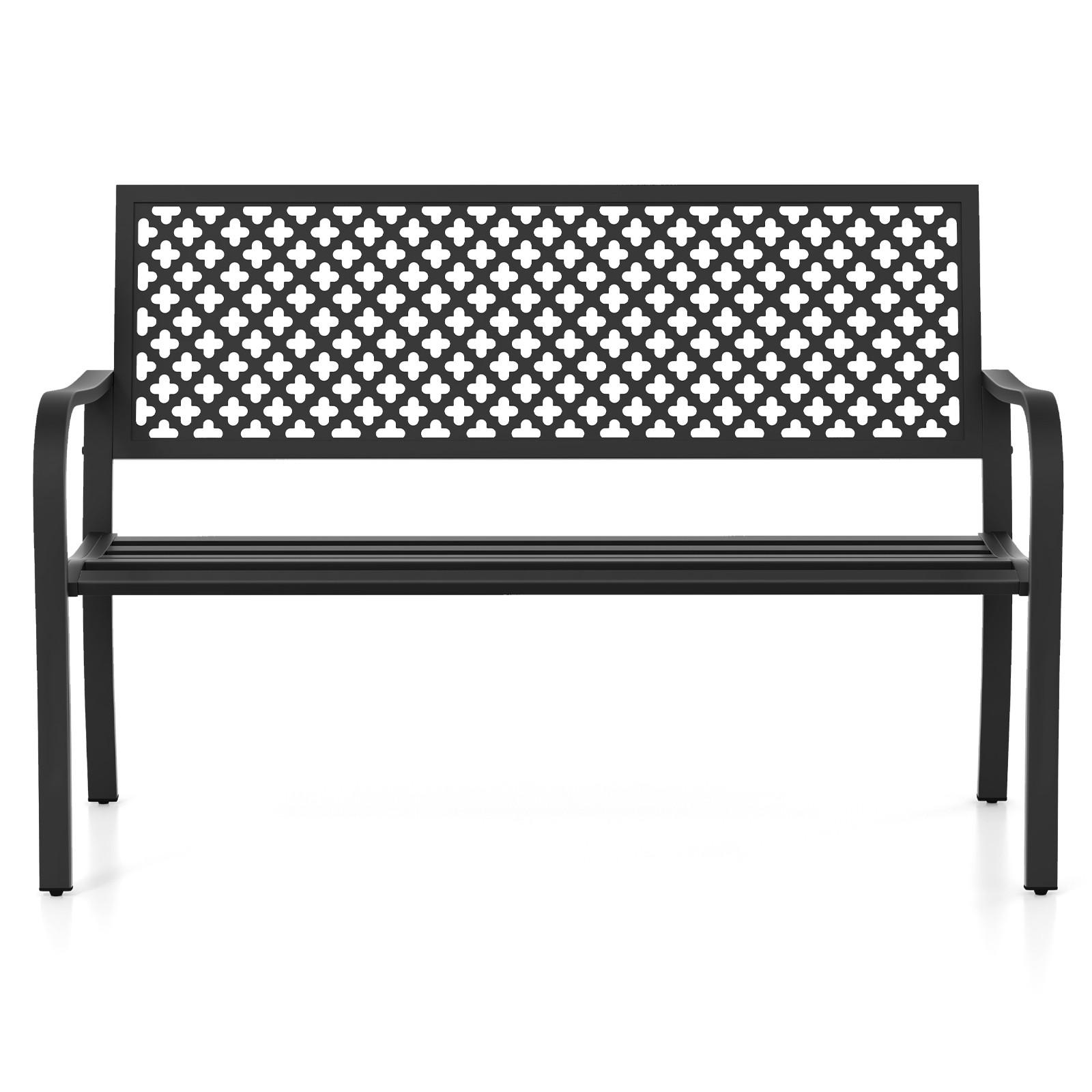 GARTENBANK Schwarz - Schwarz, Metall (127/86/62cm) - COSTWAY