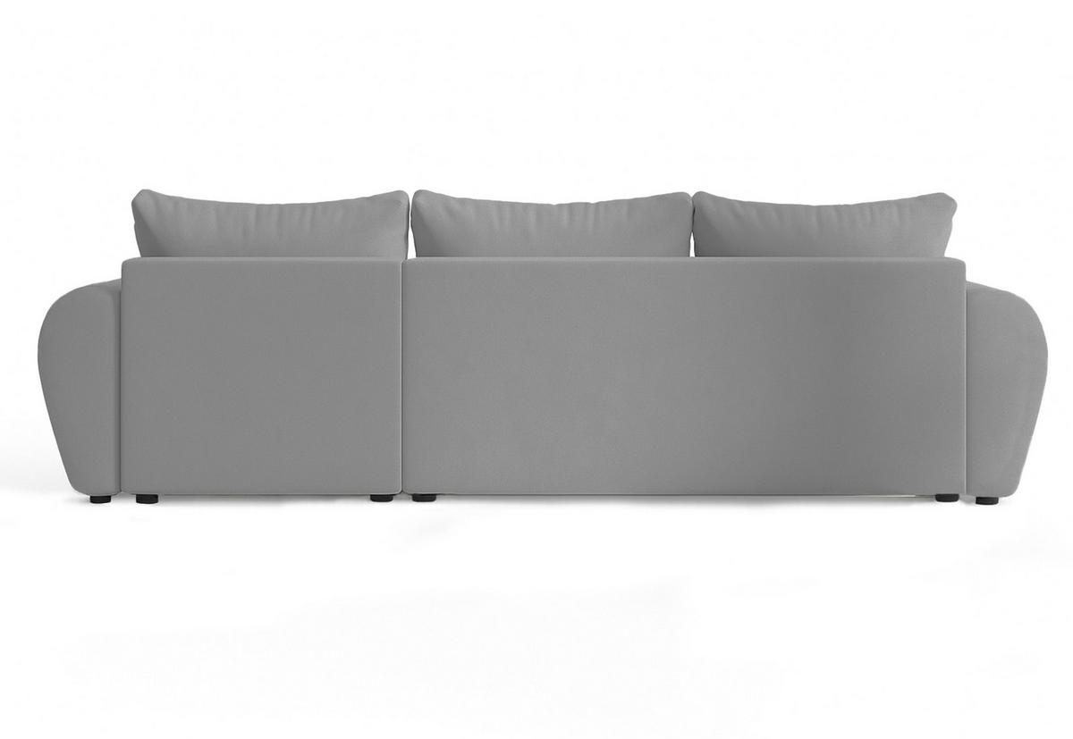 ECKSOFA L Form Malatya Hellgrau 246/145/80 cm stilvolle mit Schlaffunktion R - Hellgrau/Schwarz, Kunststoff/Textil (246/145cm) - AX Living