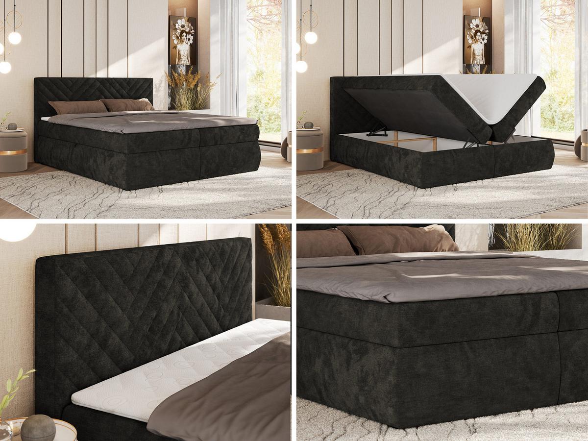 BOXBETT AVERTA 180/200 - Dunkelgrau Schenille glatt - H4 - Dunkelgrau, Textil (180/200cm) - MKS