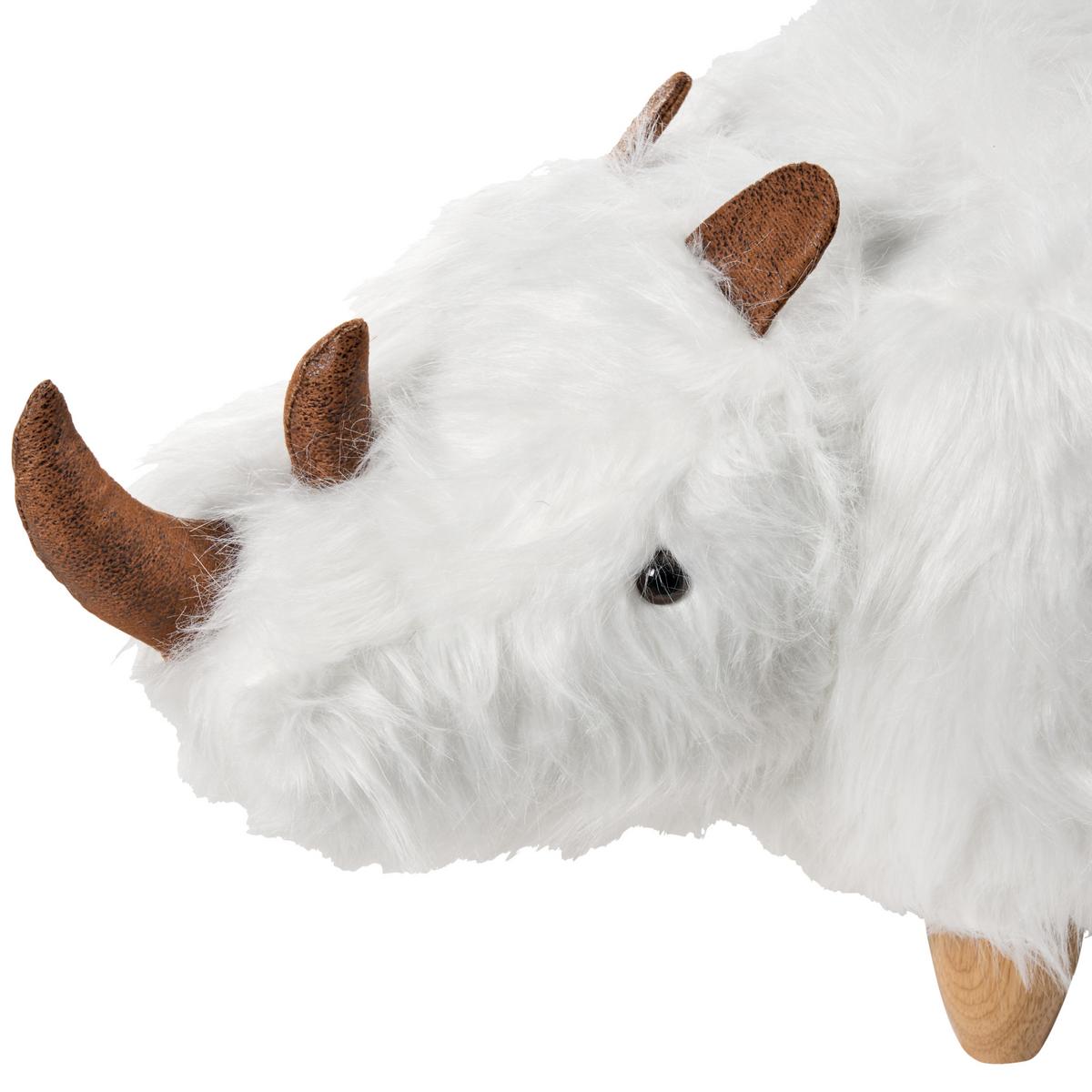 TIERHOCKER Sandbeige Woolly - Weiß/Braun, Kunststoff (66/37/36cm) - Beliani