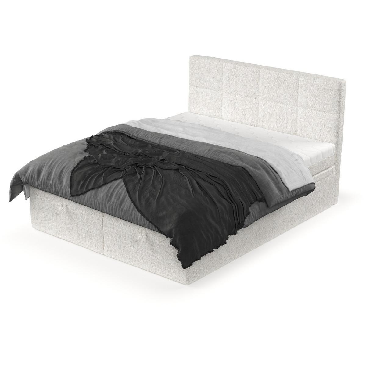 BOXBETT Tessa 180/200 cm Creme im Neve Stoff - Creme/Schwarz, Holz/Holzwerkstoff (180/200cm) - AltaBeds