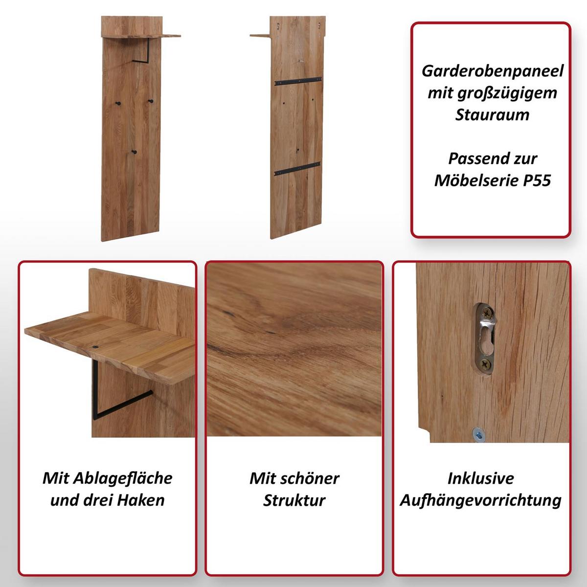 GARDEROBENPANEEL Eiche Dekor - Eiche Wotan, Holz (42/135/22cm) - MCW