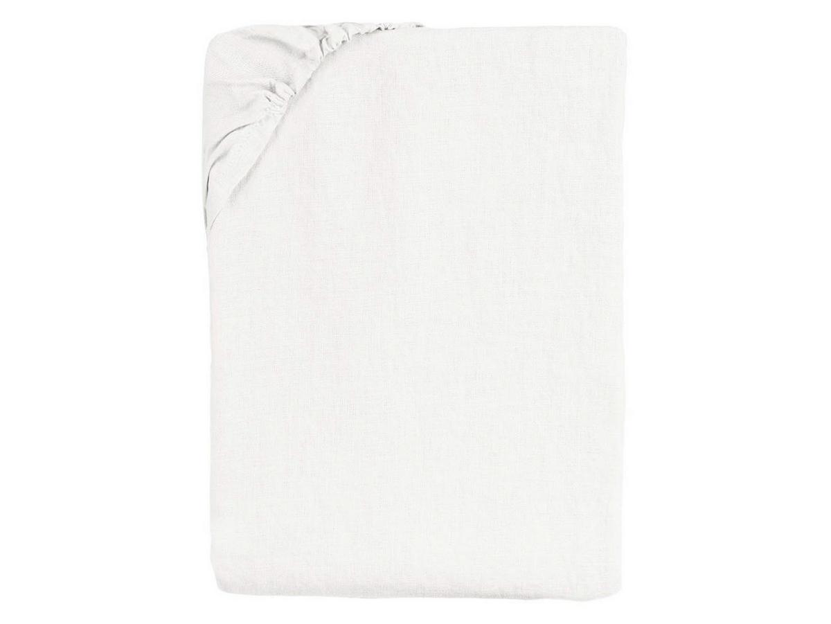 SPANNBETTTUCH reines Leinen stonewash-weiß 90/200 cm - Weiß, Naturmaterialien (90/200cm) - beties Heimtextil