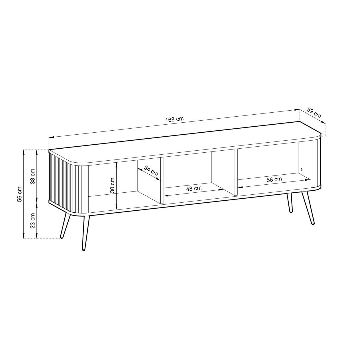 LOWBOARD ZENZERO 168x39x57 cm mit 3 Türen Weiß - Goldfarben/Weiß, Holzwerkstoff (168/57/39cm) - MASSENO