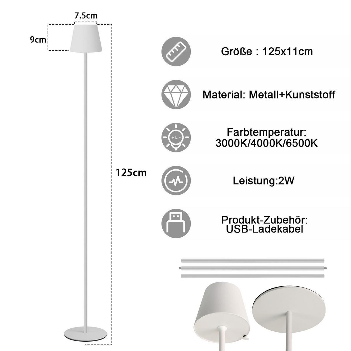 LED-STEHLAMPE Yamauchi 125/11/7.5cm - Weiß, Metall (125/11/7.5cm) - Nettlife