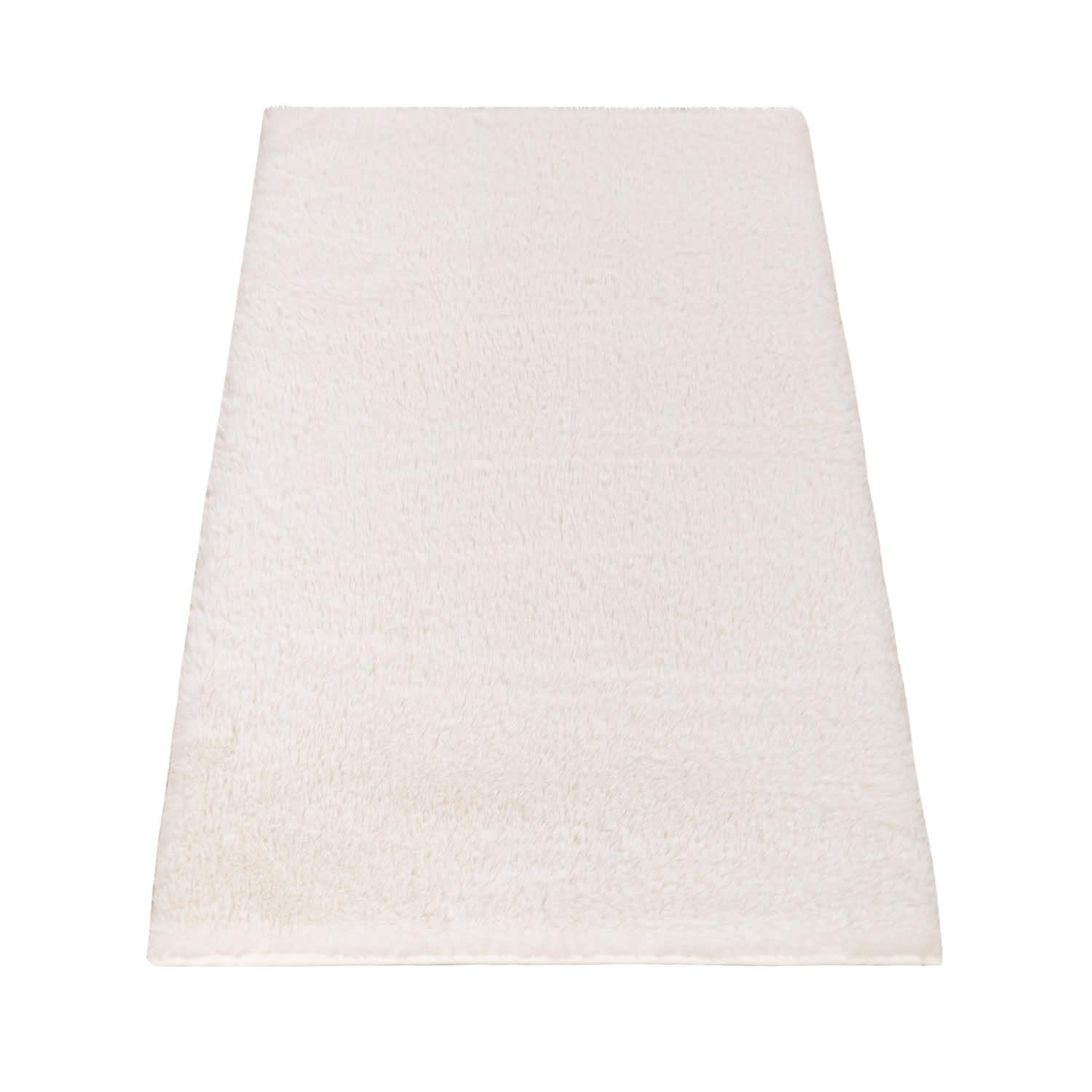 HOCHFLORTEPPICH Waschbar handgewebt, einfarbig, Creme, 50 x 80 cm - Creme, Textil (80/50cm) - KADIMA DESIGN