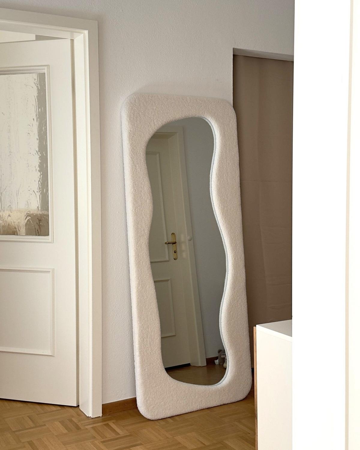 WANDSPIEGEL 70/170 cm Cremeweiß Quimper - Creme, Textil (70/170/5cm) - Beliani