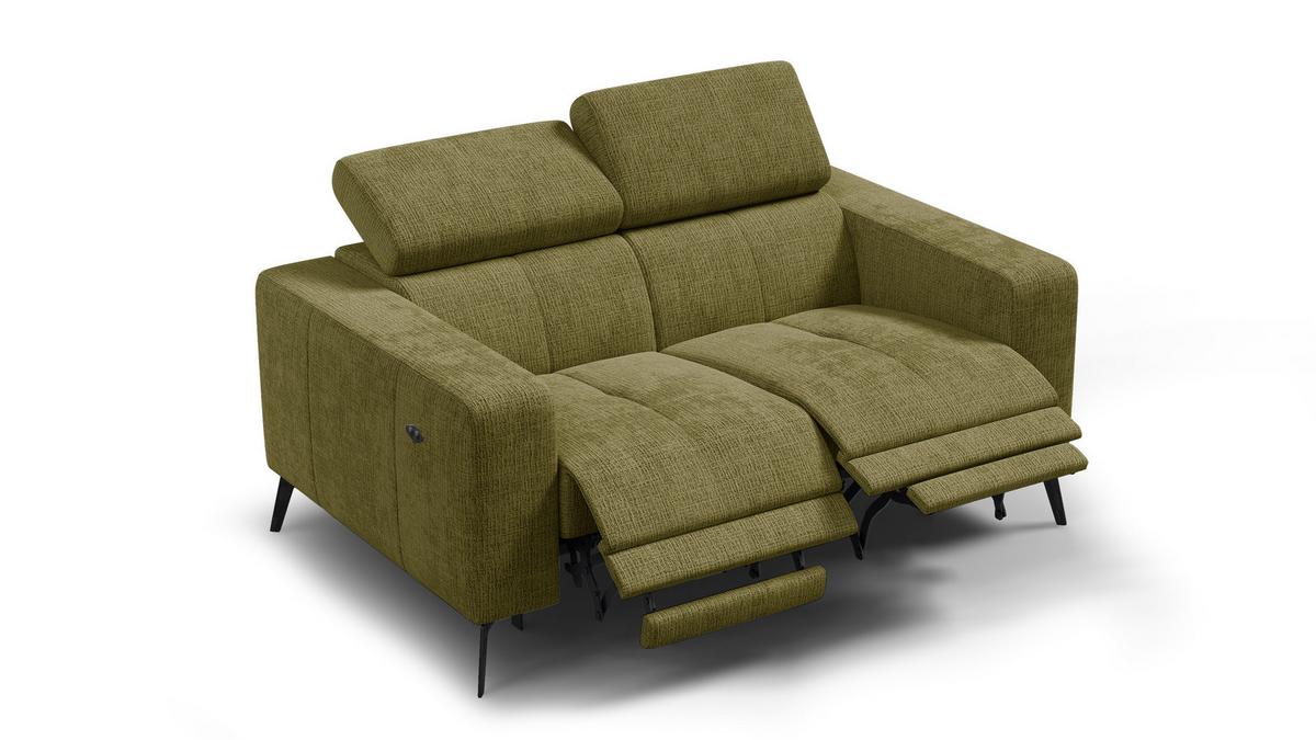 RELAXSOFA MORELLO 2-Sitzer, olive, 2 x Relax Zero Gravity - Olivgrün, Holz/Textil (164/82/103cm) - Wozimo
