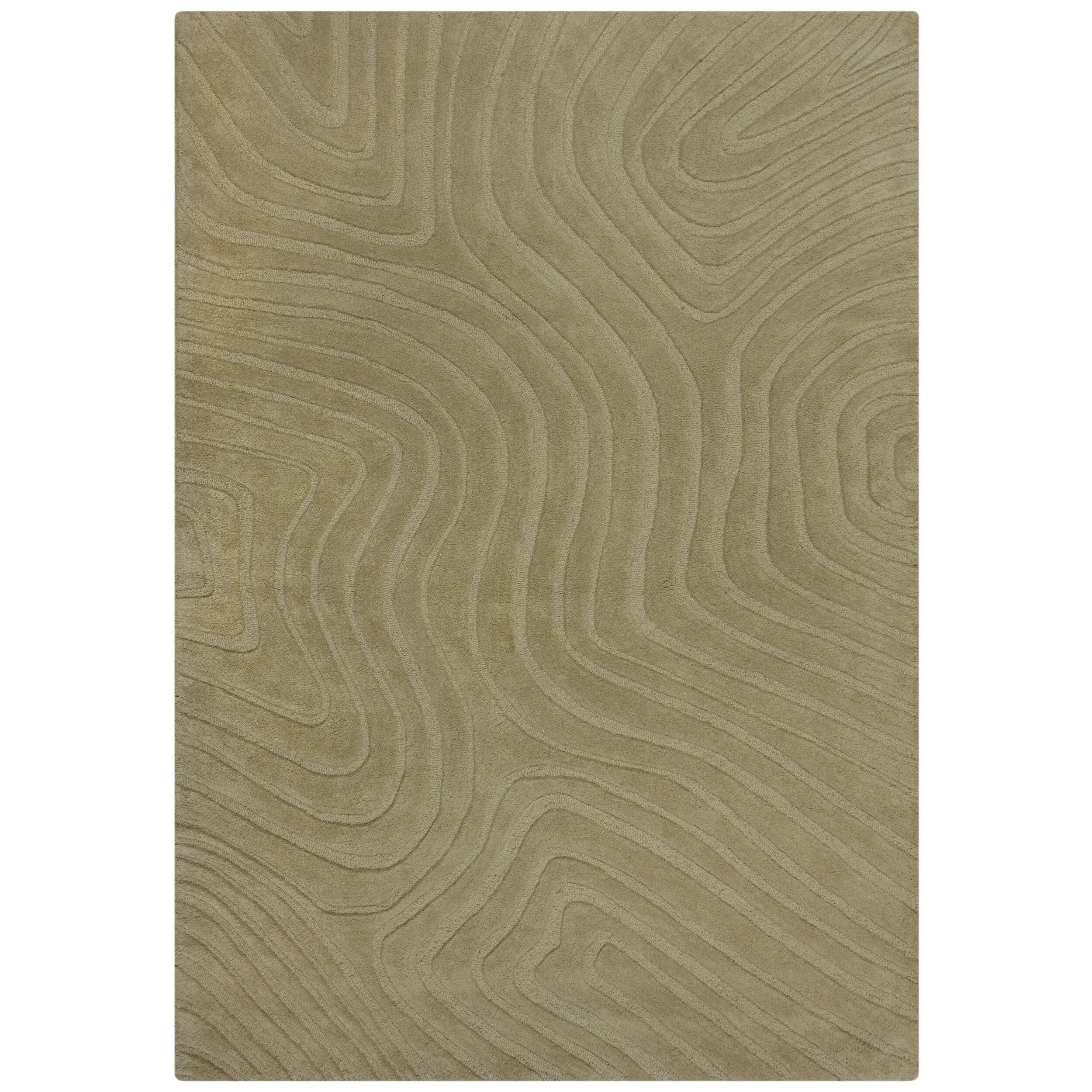 WOLLTEPPICH LEVEN, abstrakt, Olivegrün, 160 x 230 cm - Grün, Textil (230/160cm) - KADIMA DESIGN