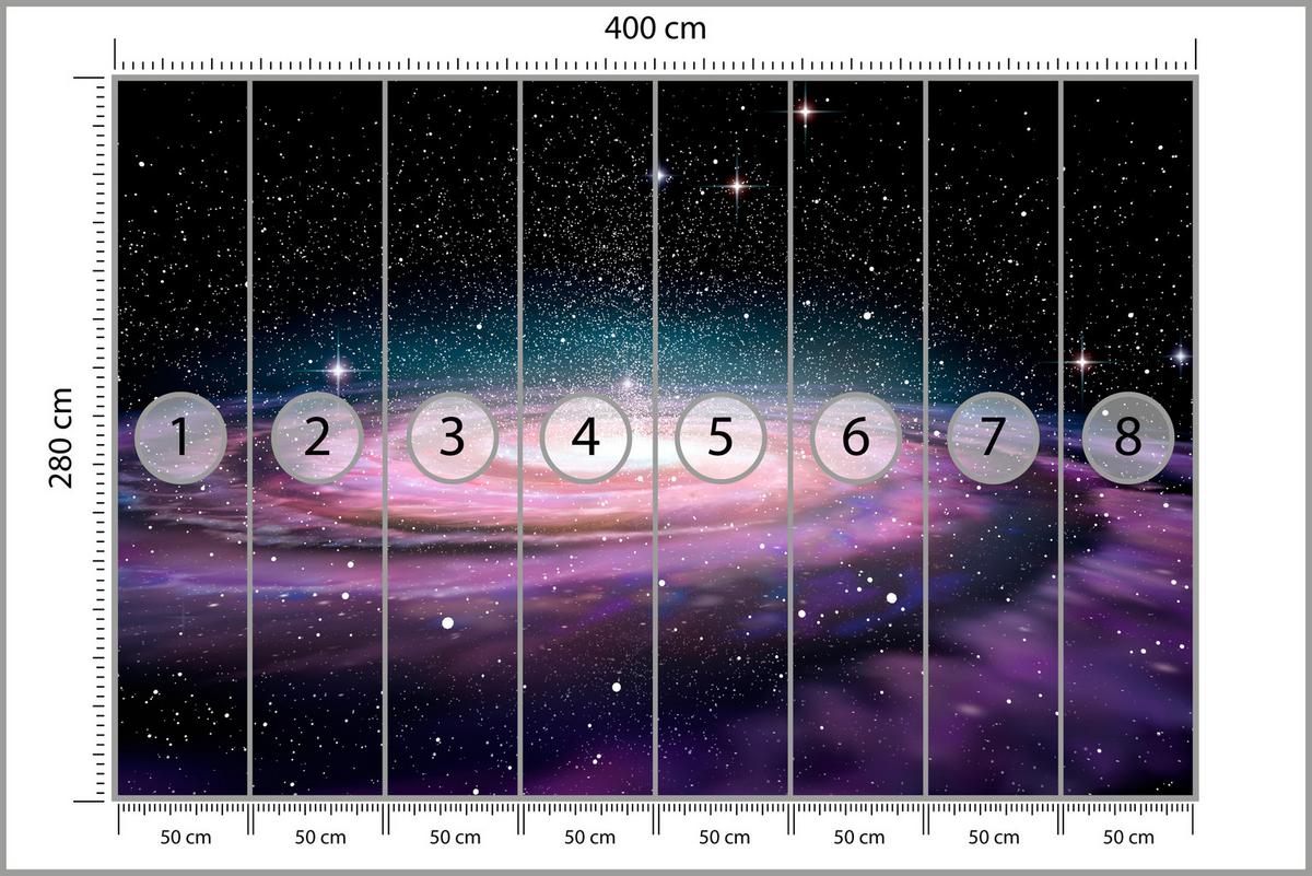 FOTOTAPETE für Jugendzimmer Spirale Sterne Galaxie Kosmos 400x280 - Violett/Schwarz, Papier (400/280cm) - Muralo
