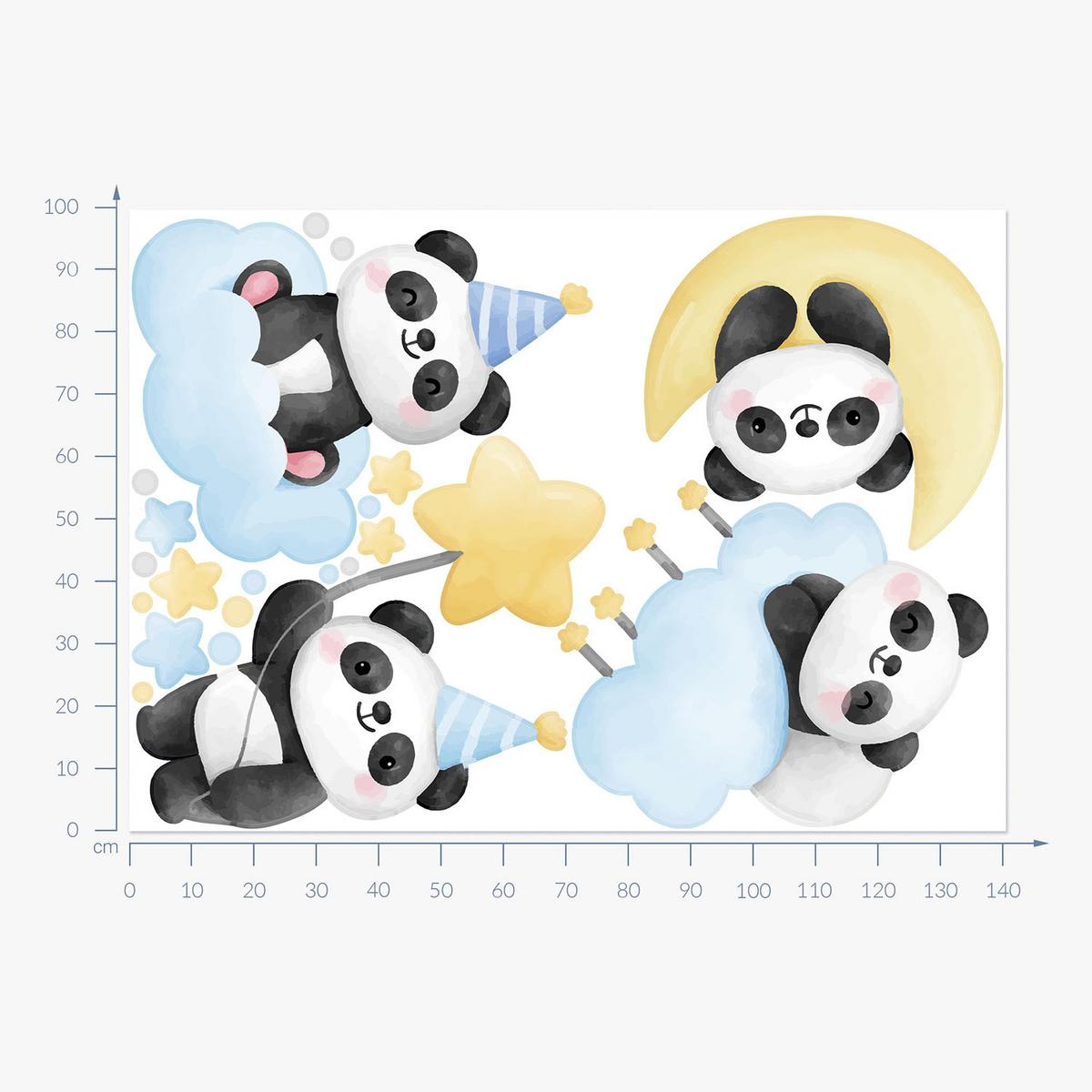 WANDAUFKLEBER 100x141cm - Pandabären - Multicolor, Kunststoff (100/141/0.1cm) - Wallfluent