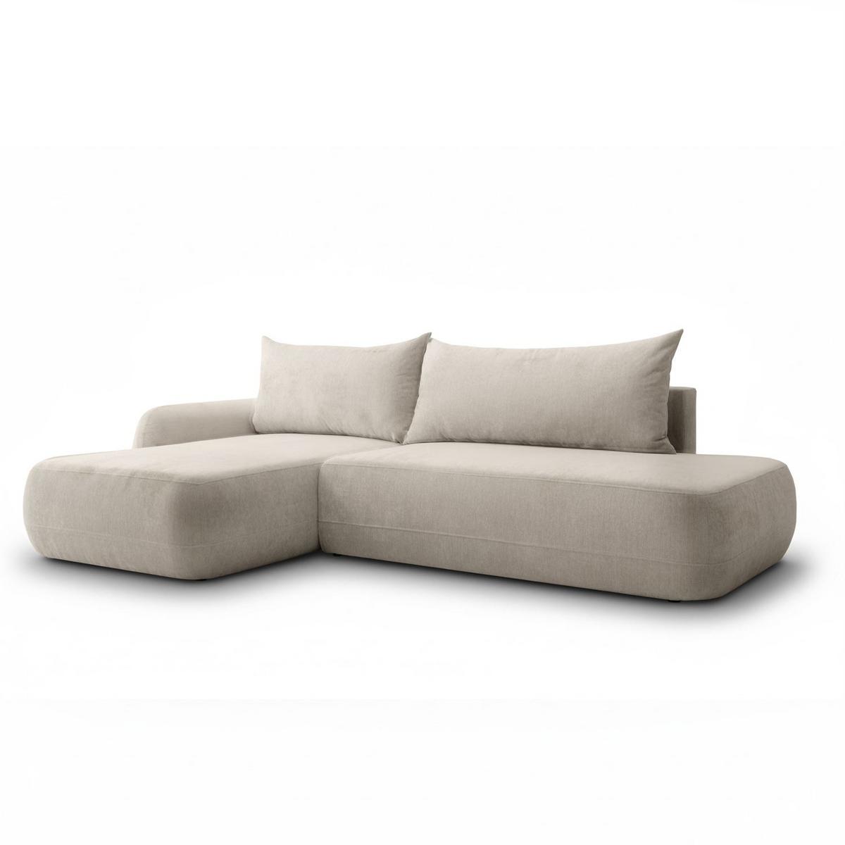 ECKSOFA GOYA mit Schlaffunktion und Bettkasten, Linke, Perfect Harmony 04 - Ecru, Textil (184/302cm) - Lookway