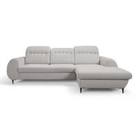 ECKSOFA PURO R-S Hellgrau Plüsch-Stoff mit Schlaffunktion - Hellgrau, Holz (275/166cm) - MASSENO