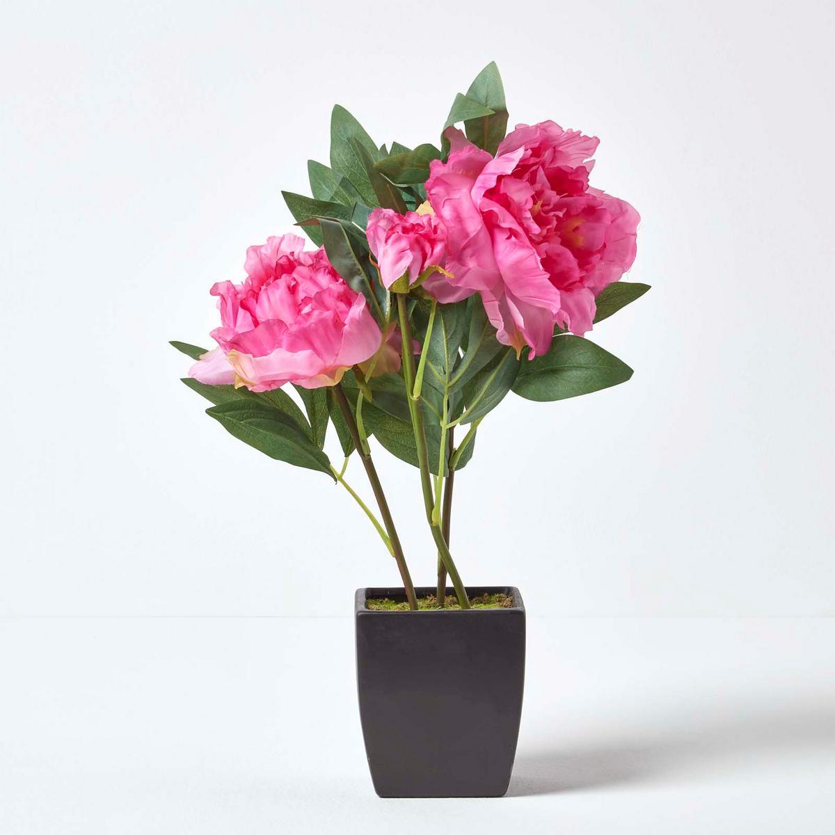 KUNSTBLUME Pfingstrose rosa im Deko-Topf, 46 cm - Rosa, Kunststoff (46cm) - Homescapes