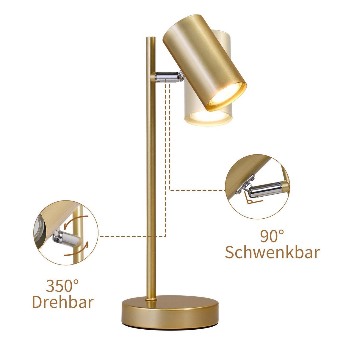 TISCHLAMPE Kian 13/12/35 cm - Goldfarben, Metall (13/12/35cm) - ZMH