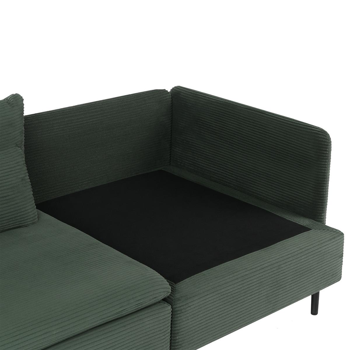 MODULSOFA 2-Sitzer Dunkelgrün Cord Egeris - Grün, Textil (172/80/94cm) - Beliani