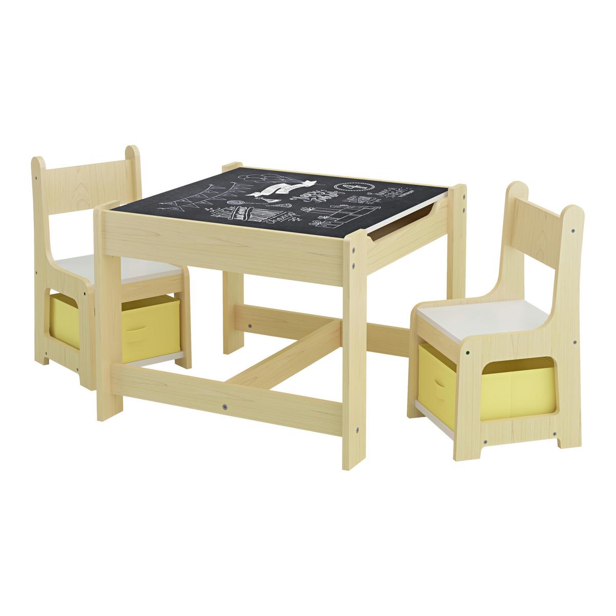 KINDERSITZGRUPPE 3 TLG. Irixoa - Dunkelgrau/Weiß, Holzwerkstoff (60.5/48/62.5cm) - [en.casa]