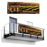 BALKON-SICHTSCHUTZ Bier - Hopfen - Landschaft Balkon Deko 300x110 cm - Grün, Kunststoff (300/110cm) - MuchoWow