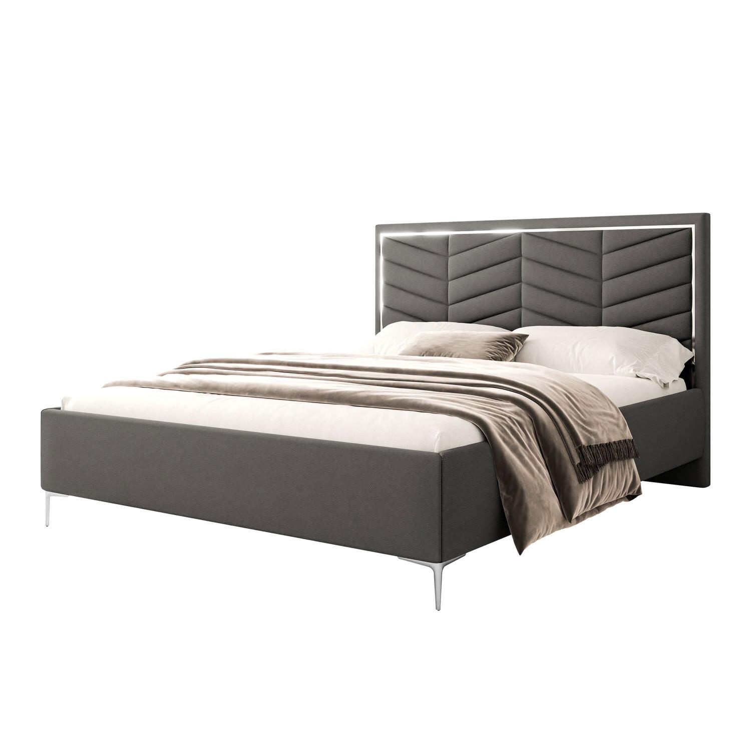 POLSTERBETT AURORA II 140x200 mit Bettkasten Jasmine 96 - Grau, Textil (140/200cm) - Lookway