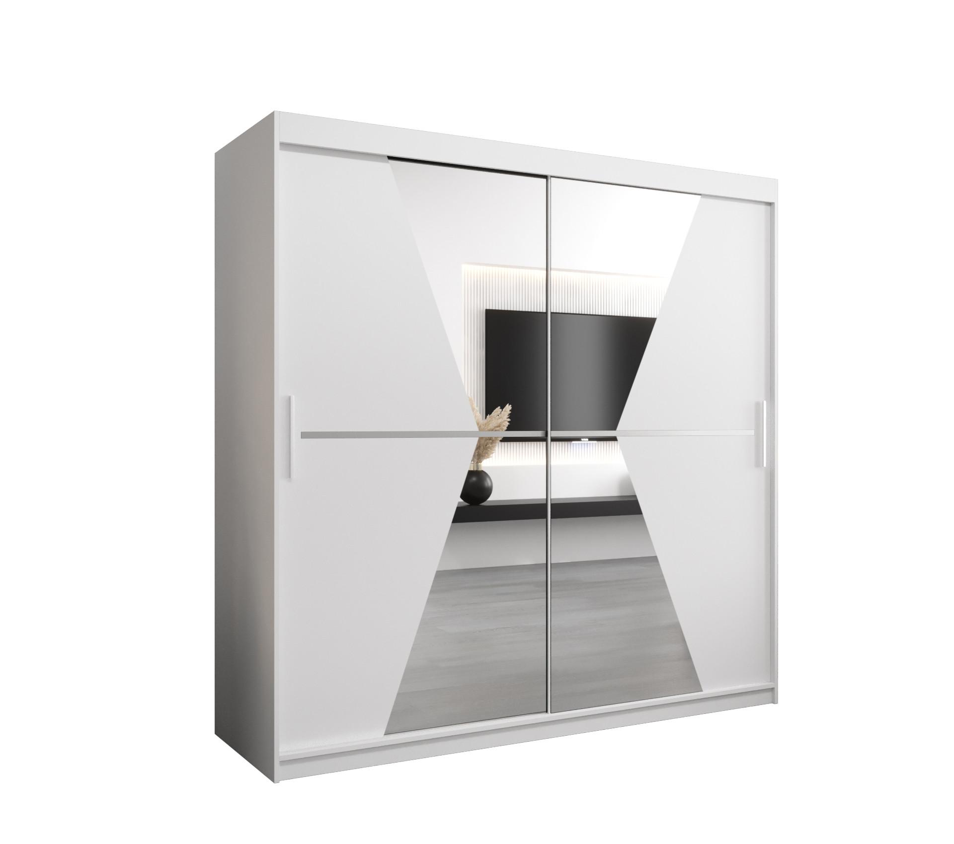 SCHWEBETÜRENSCHRANK 200/200/62 2-türig - Silberfarben/Weiß, Holz/Kunststoff (200/200/62cm) - MÖBEL KRYSPOL