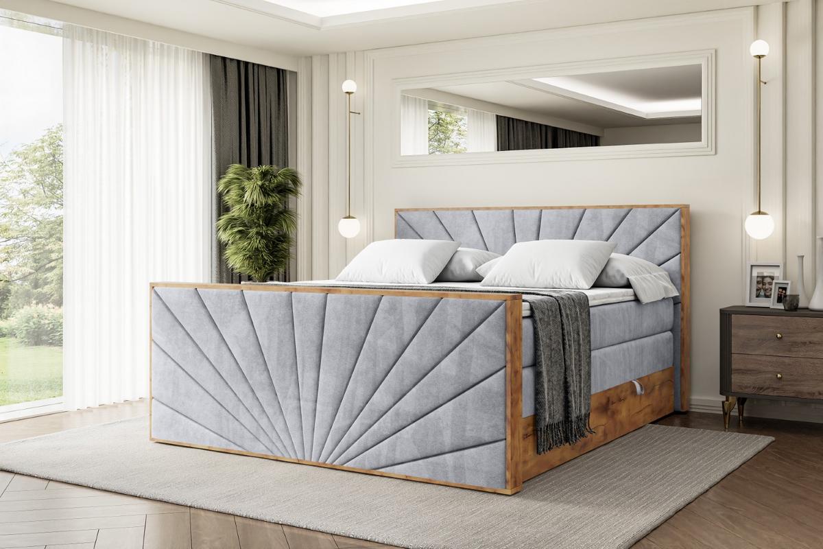 BOXSPRINGBETT mit Matratze H3|H4 und Lattenrost - LOLLI6-Z KING-120x200 - Grau Monolith - Grau, Holzwerkstoff (120/200cm) - ALTDECOR